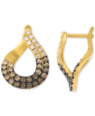 Chocolate Ombr&eacute; Diamond Small Spiral Hoop Earrings (1 ct. t.w.) in 14k Gold, 0.67"