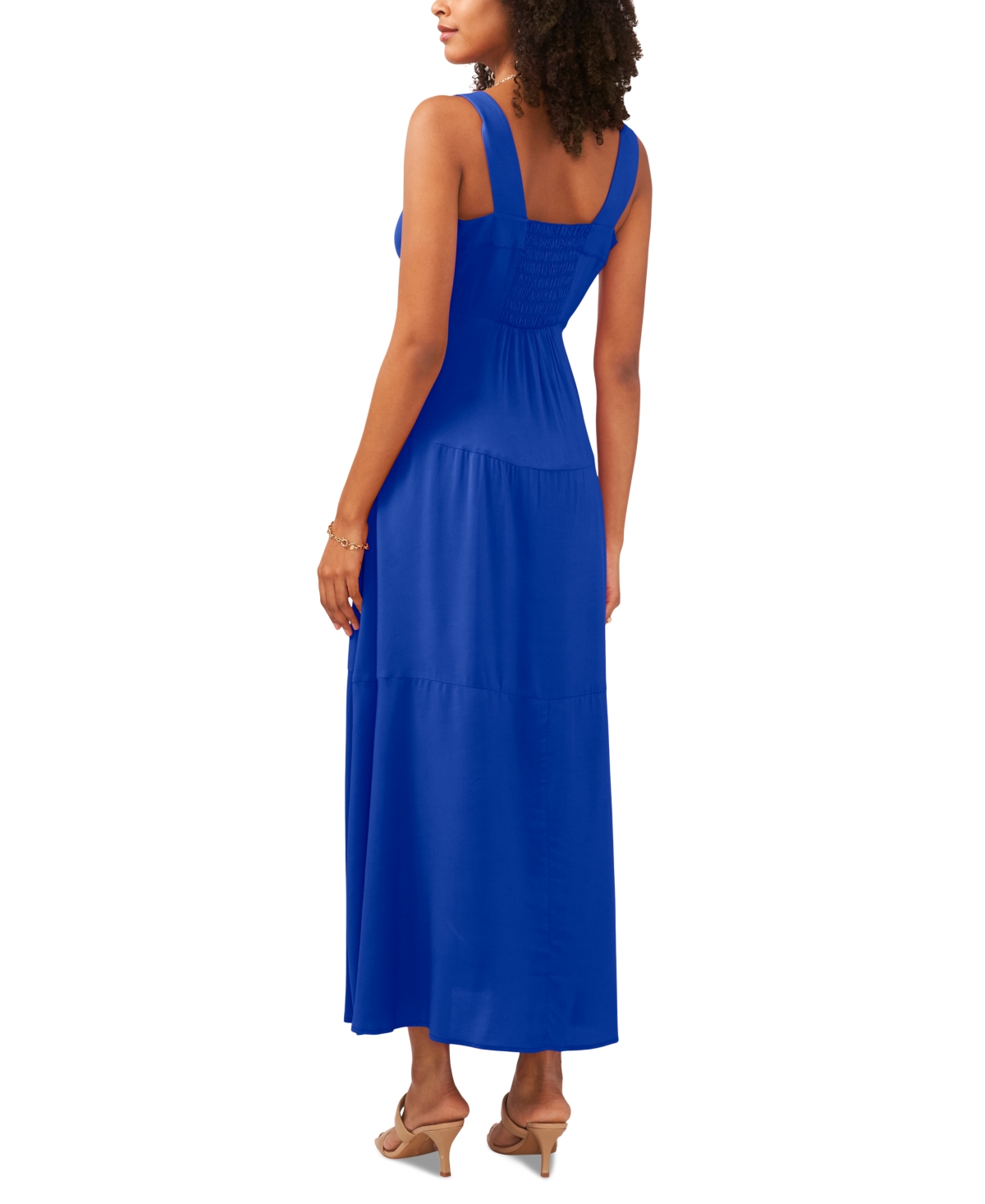 Vince Camuto Solid Sleeveless Tiered Maxi Dress In Cobalt