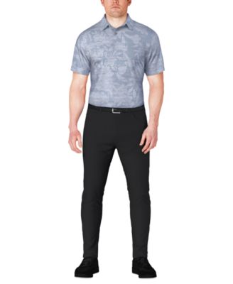 Men's Distressed Floral Print Polo Shirt