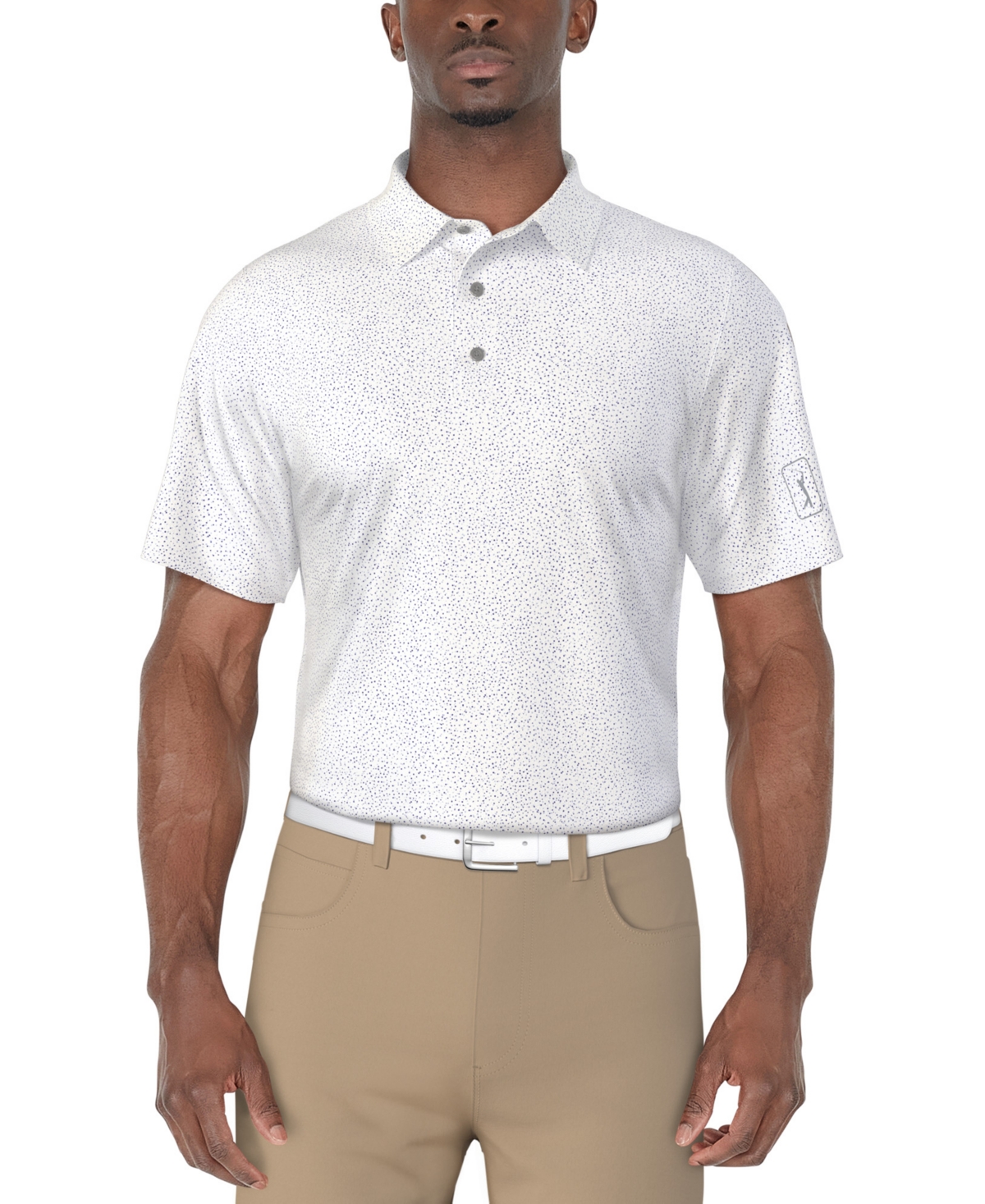 Men's Short Sleeve Confetti Print Golf Polo Shirt - Dazzling Blue