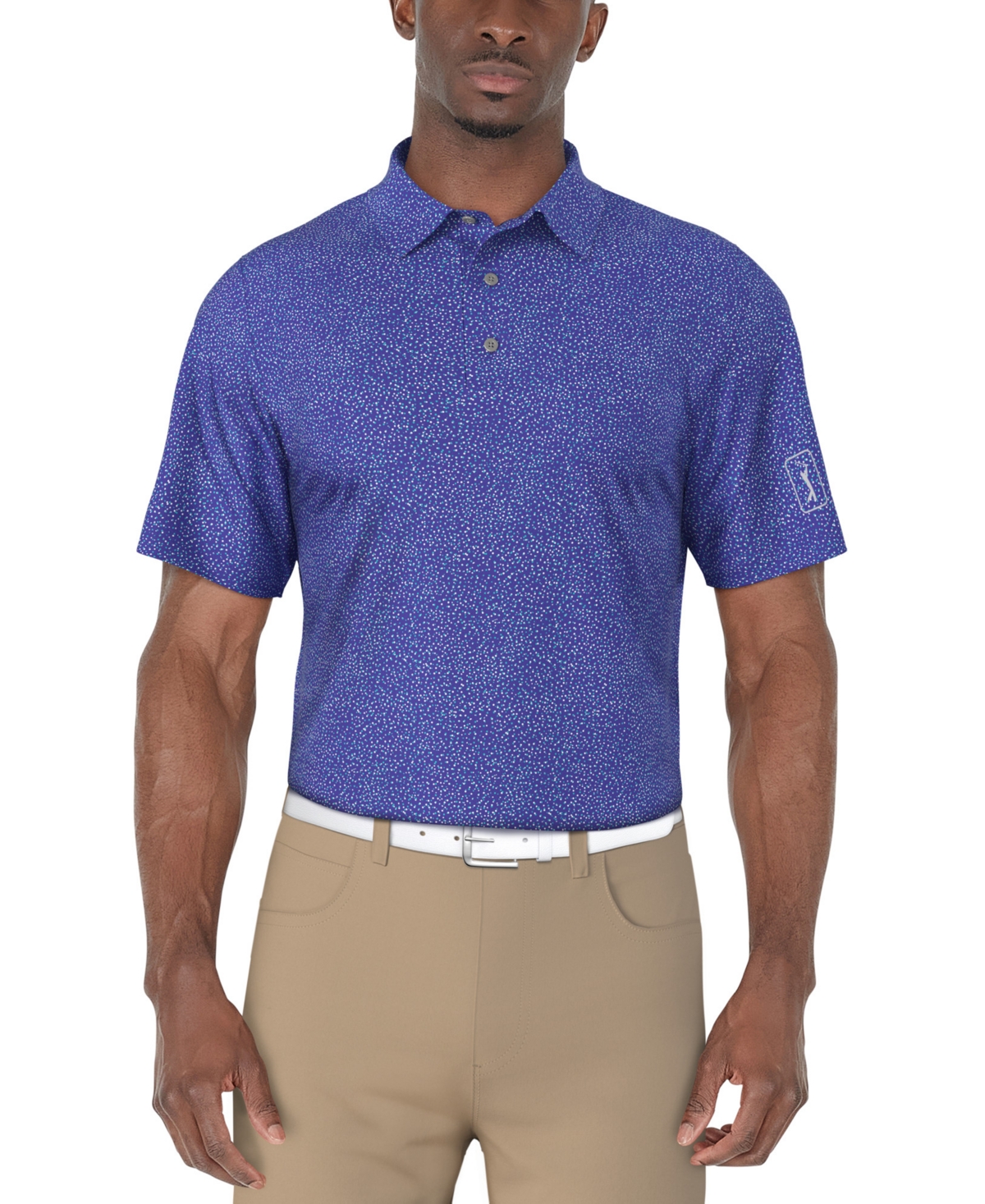 Men's Short Sleeve Confetti Print Golf Polo Shirt - Dazzling Blue