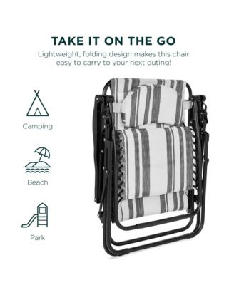 Oversized Zero Gravity Chair, Folding Outdoor Patio Recliner w/ Cup Holder