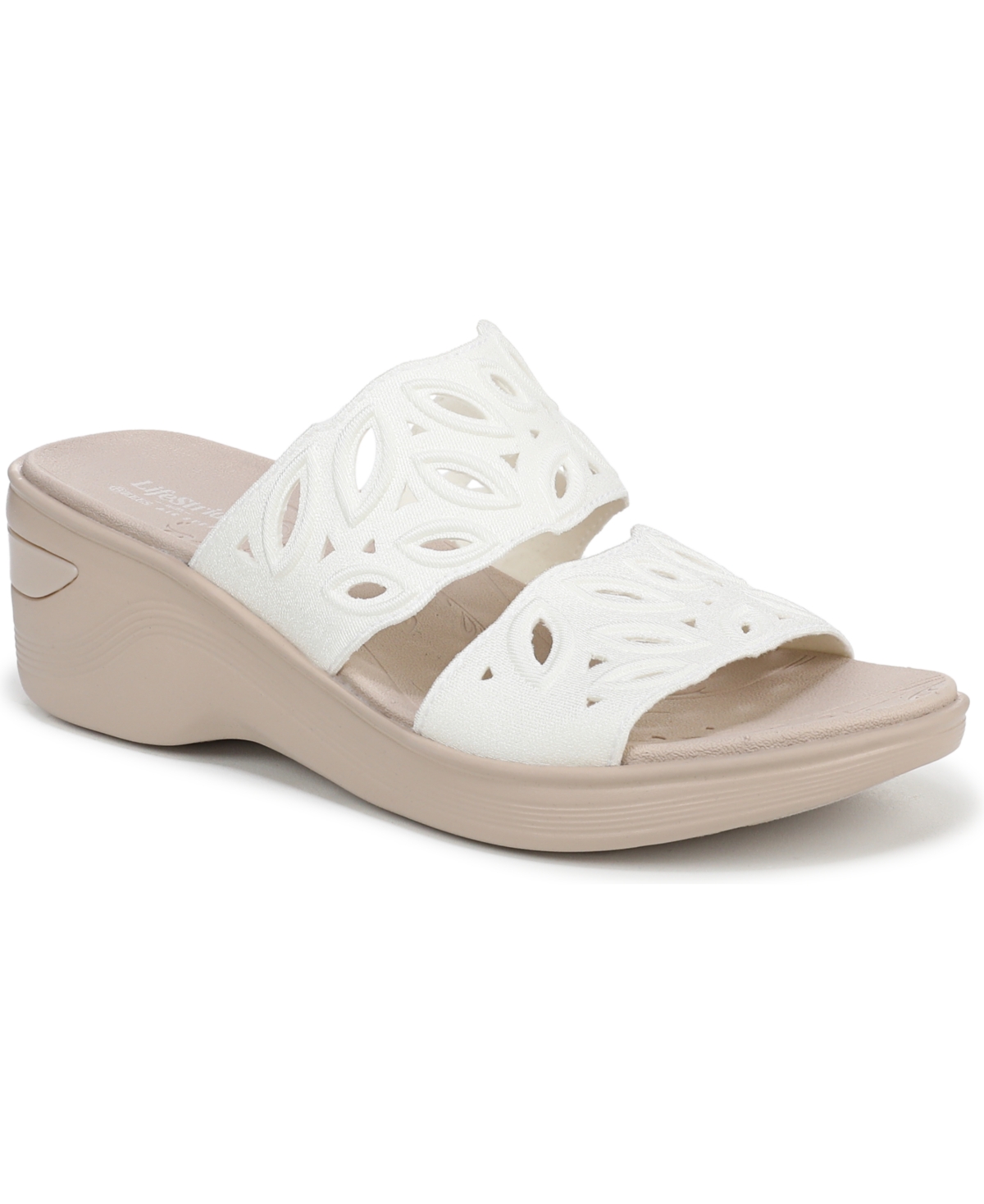 Women's Delight Washable Slide Wedge Sandals - Peach Whip Shimmer Fabric