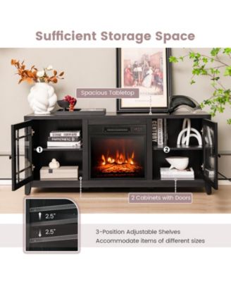 58 Inch Fireplace TV Stand with Adjustable Shelves for TVs up to 65 Inch