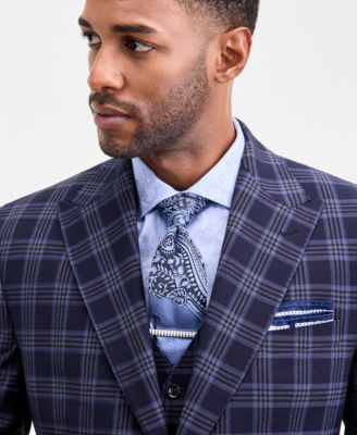 Men's Classic-Fit Blue Plaid Suit Separate Jacket 