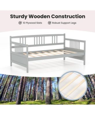 Twin Size Wooden Slats Daybed Bed with Rails