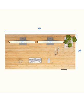 E7-COMMERCIAL 60  W Electric Adjustable Standing Desk, Bamboo Top, White Base
