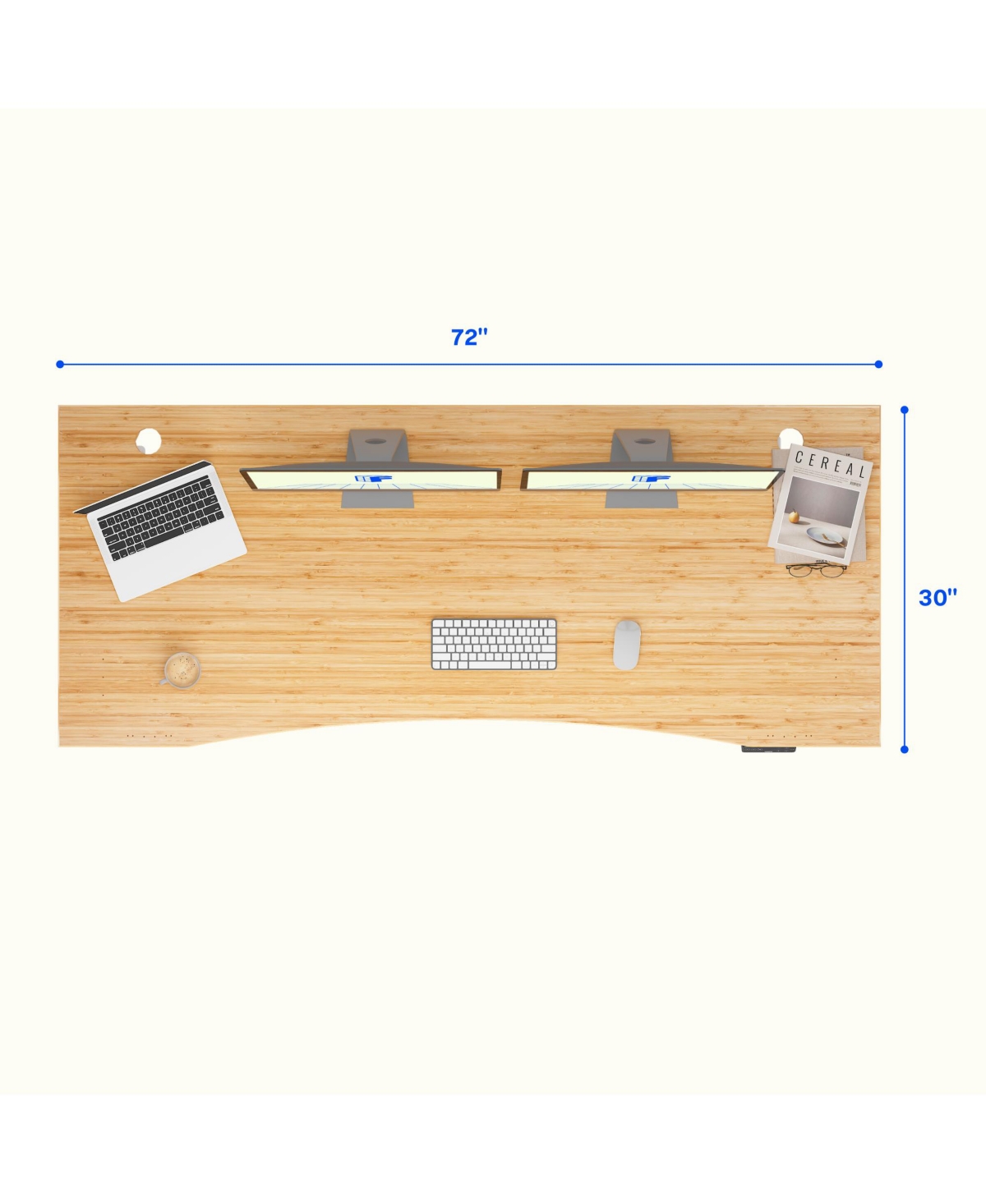 Flexispot E7-commercial W Electric Adjustable Standing Desk, Curved Bamboo Top