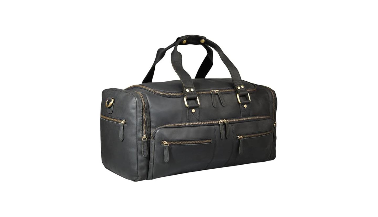 Мужская сумка Luxorro 100% Full Grain Leather Duffel - Only Duffel You will Need, цвет: Чёрный — фото 1