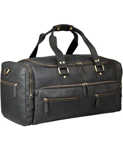 Мужская сумка Luxorro 100% Full Grain Leather Duffel - Only Duffel You will Need, цвет: Чёрный