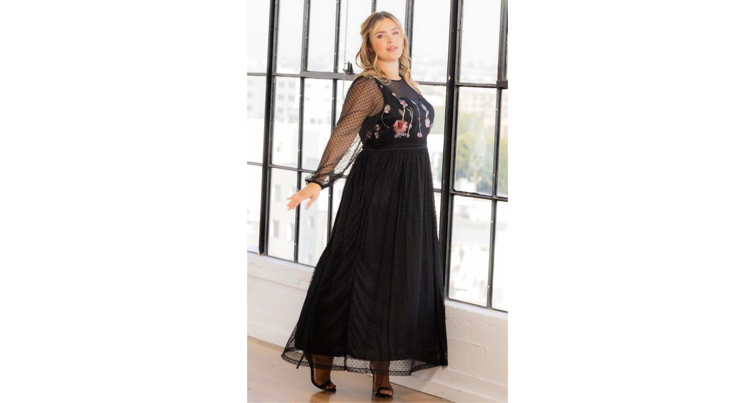 Plus Size Mystique Mixed Media Evening Gown