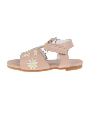 Toddler Girls Denim and Embroidered Flowers Sandals