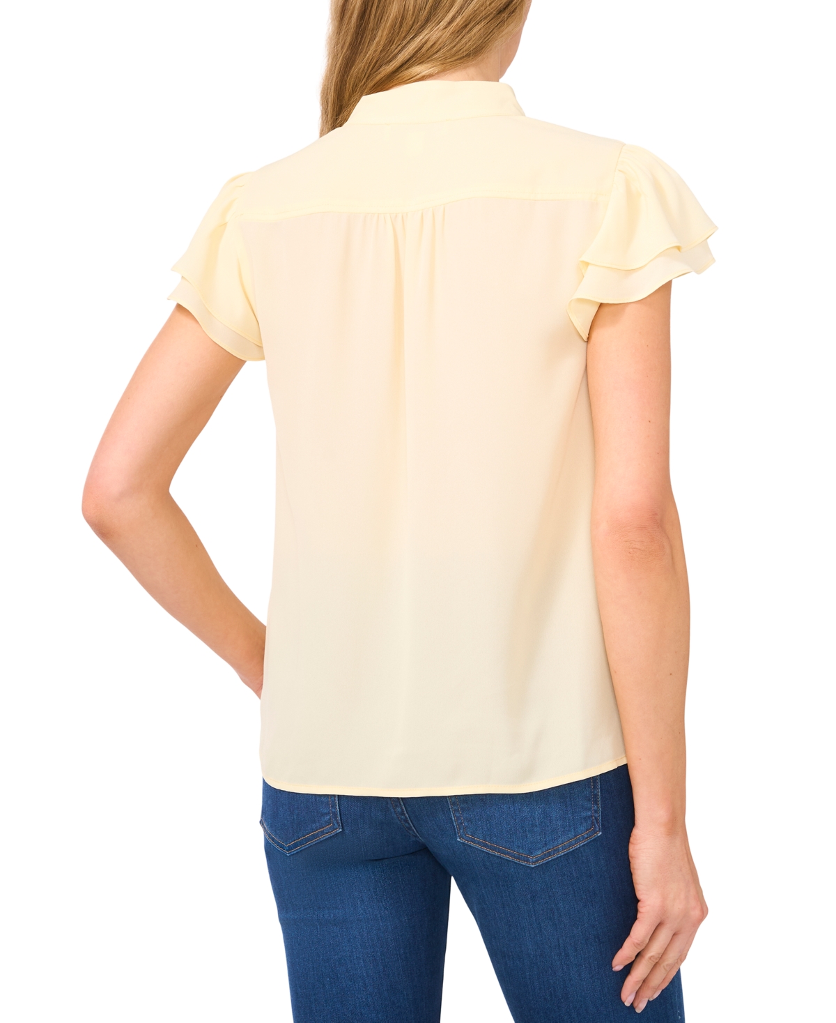 CECE WOMEN'S FLUTTER-SLEEVE BUTTON-FRONT BLOUSE 