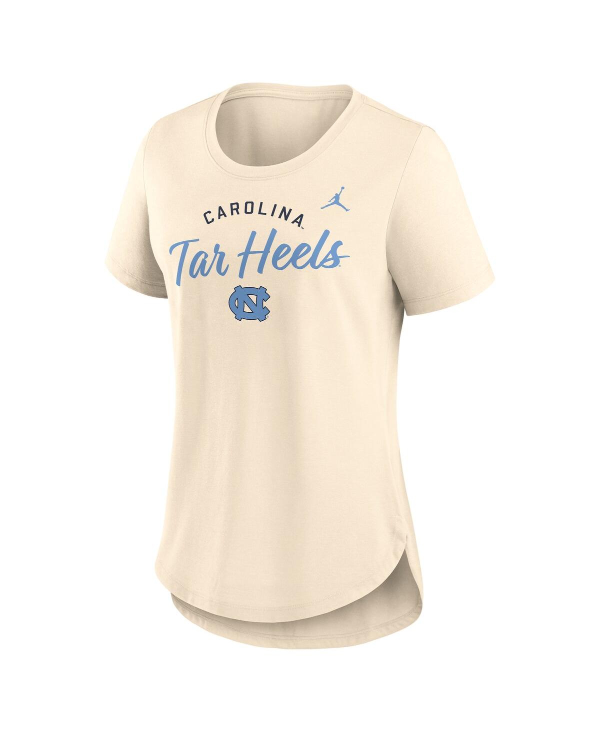NIKE WOMEN'S TAN NORTH CAROLINA TAR HEELS SCRIPT LOGO TRI-BLEND T-SHIRT 