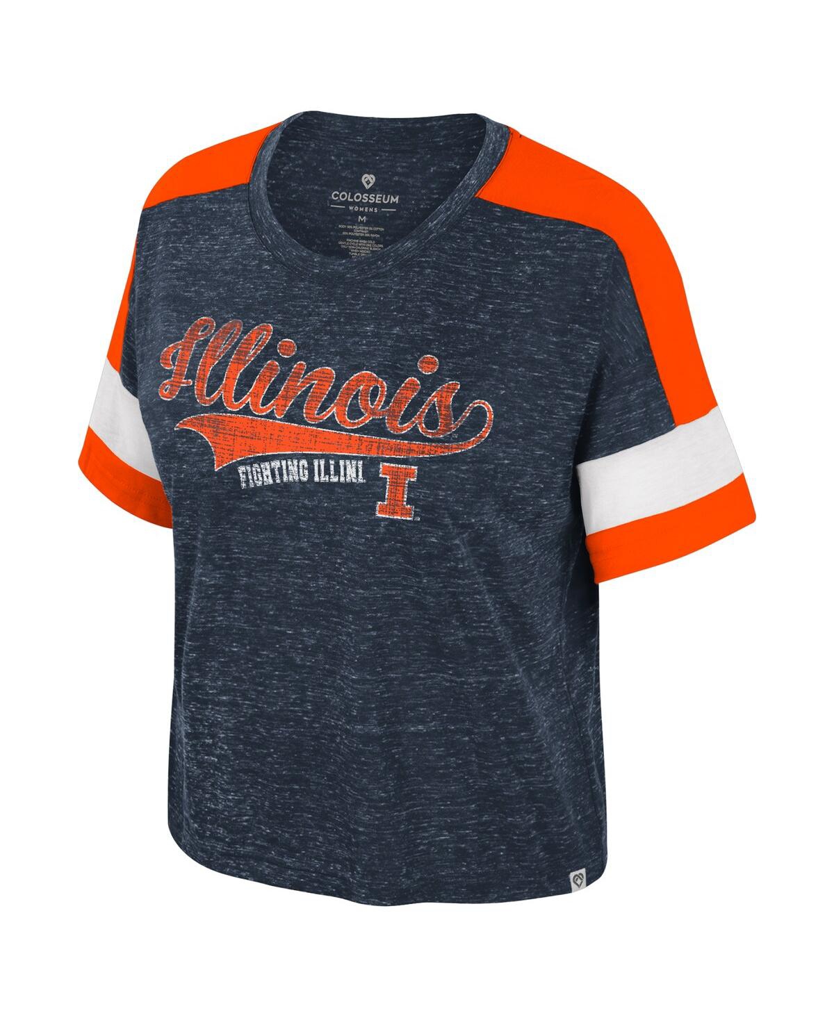 Colosseum Women's Navy Illinois Fighting Illini Color Block Scoop Neck T-shirt In Navy