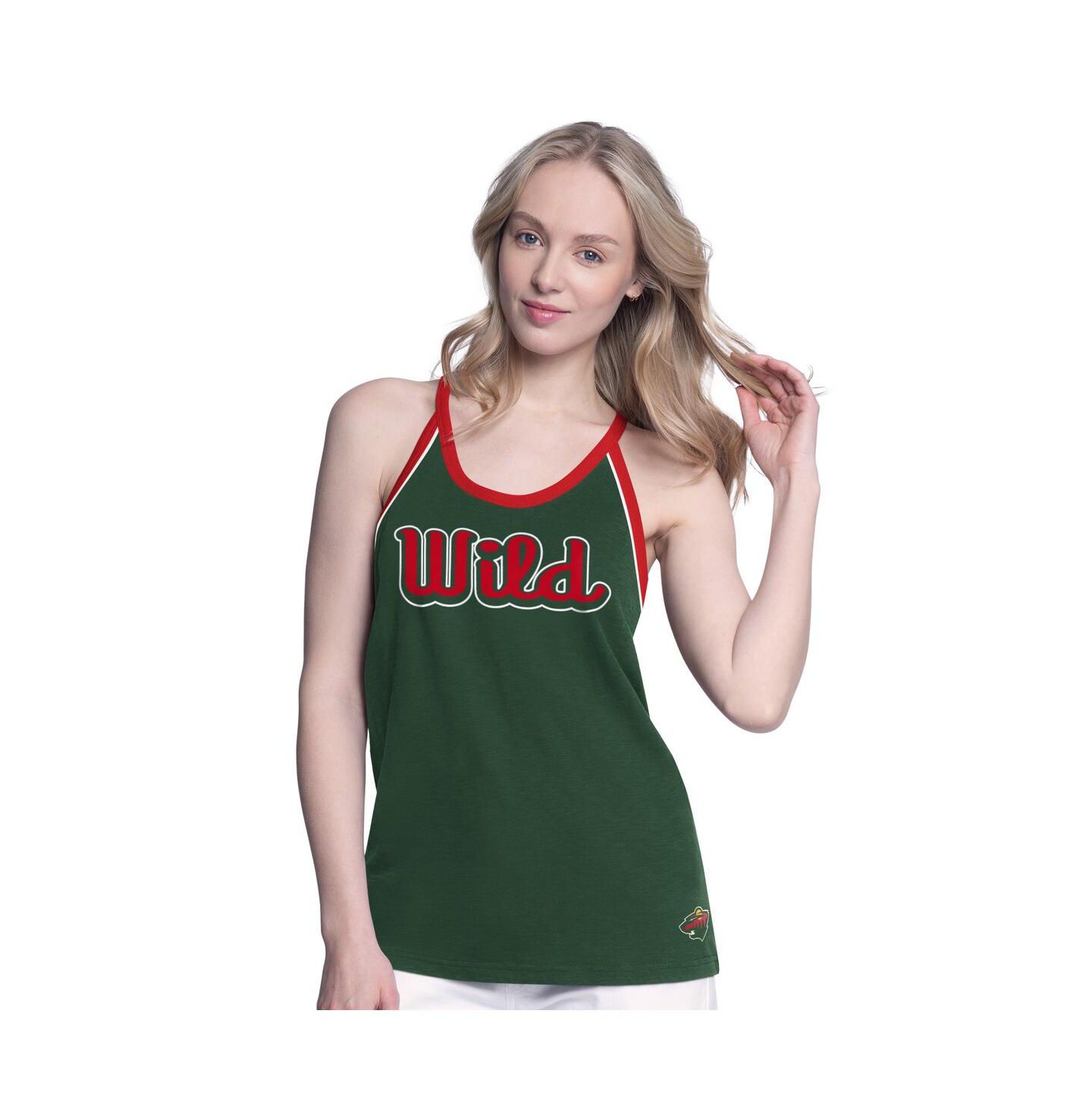 Женский топ G-III 4Her by Carl Banks Green Minnesota Wild Curveball Racerback — фото 1