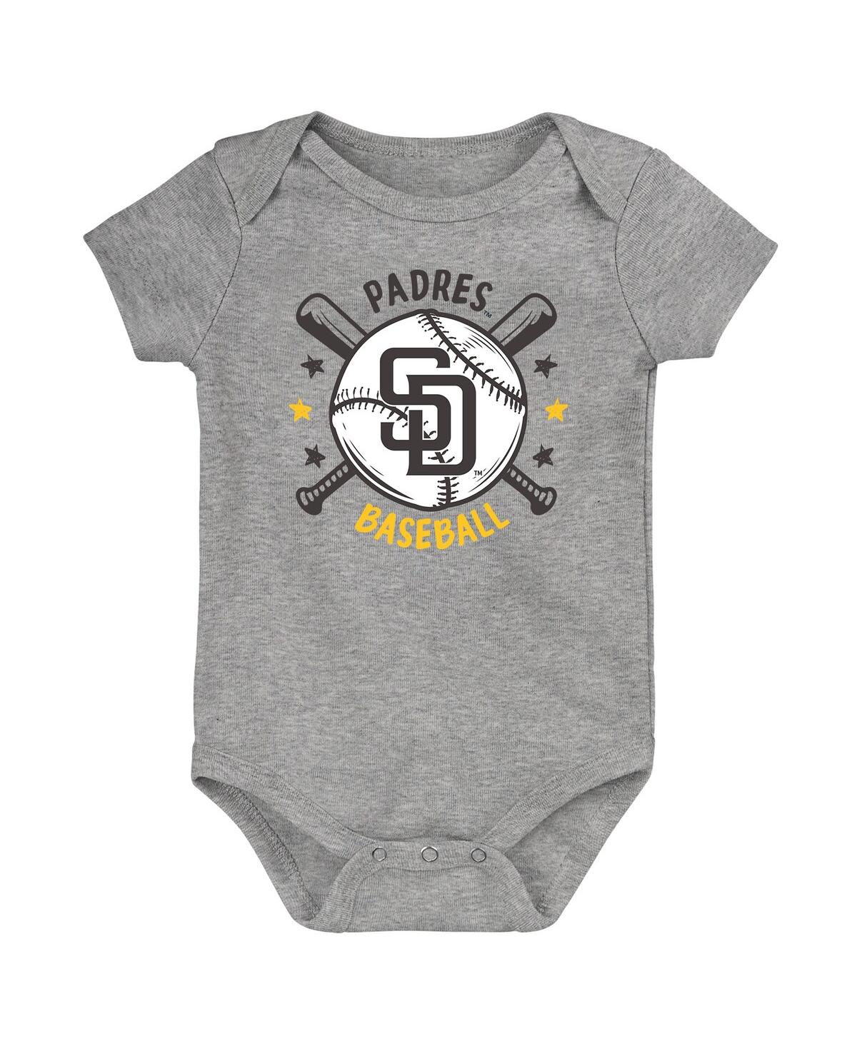 Outerstuff Newborn San Diego Padres Batter Up Bodysuit 3-pack In Multi