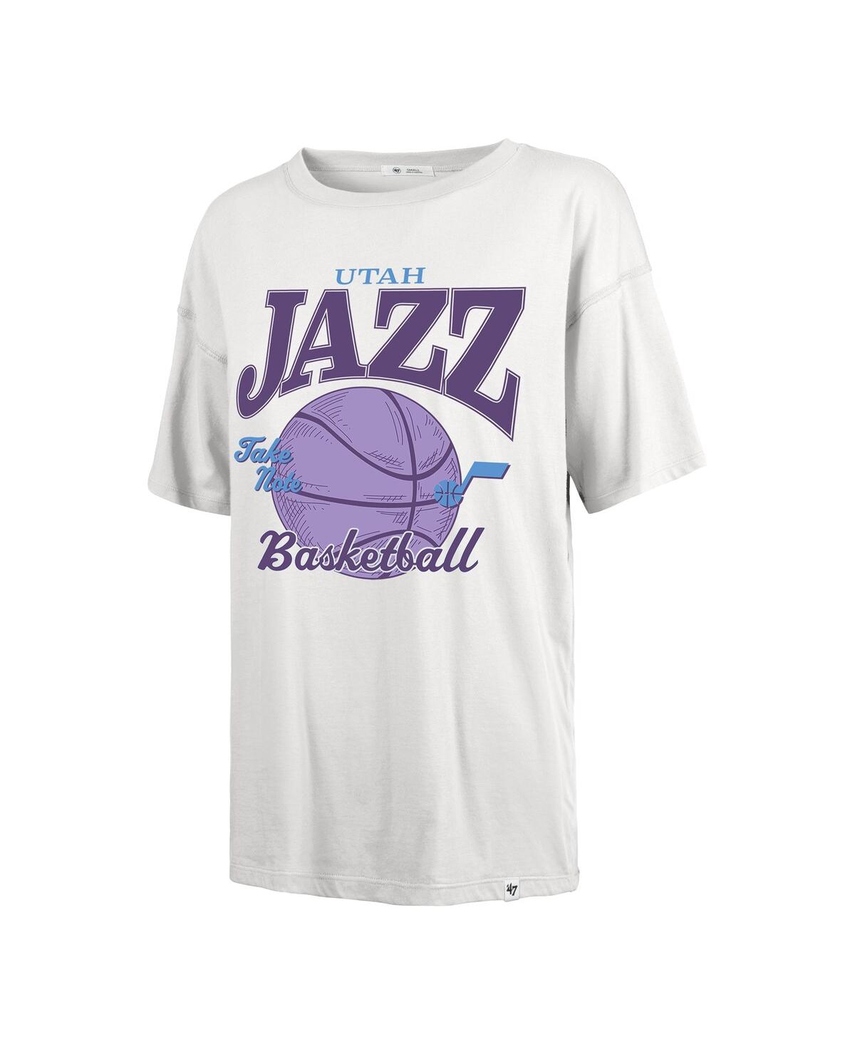 47 BRAND WOMEN'S WHITE UTAH JAZZ CITY EDITION DOWN COURT SADIE T-SHIRT 