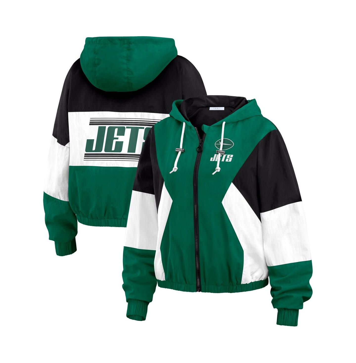 Женская куртка WEAR by Erin Andrews Green New York Jets Color Block Full-Zip Windbreaker — фото 1