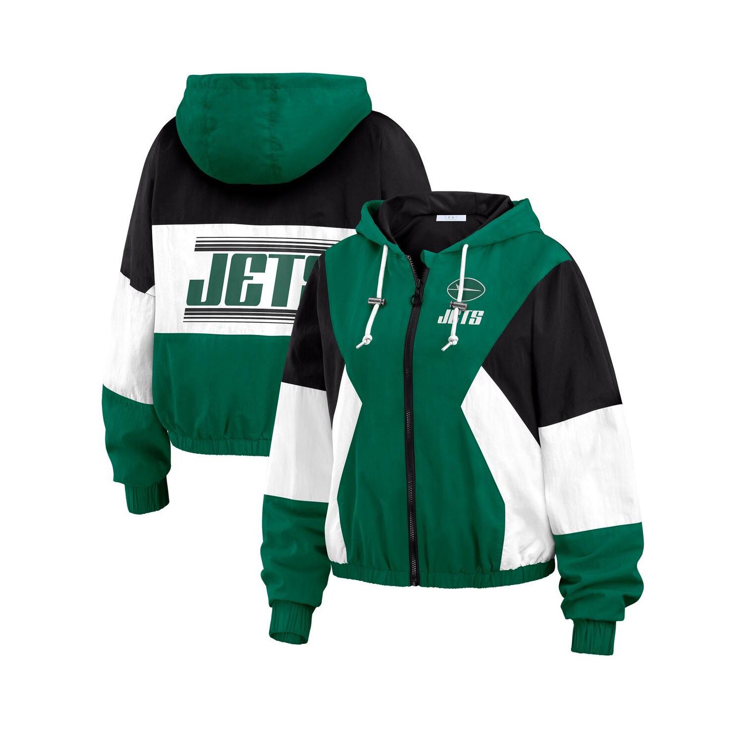 Women's Green New York Jets Color Block Full-Zip Windbreaker Jacket
