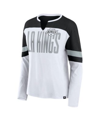Women's White/Black Los Angeles Kings Frozen Long Sleeve Notch Neck T-Shirt