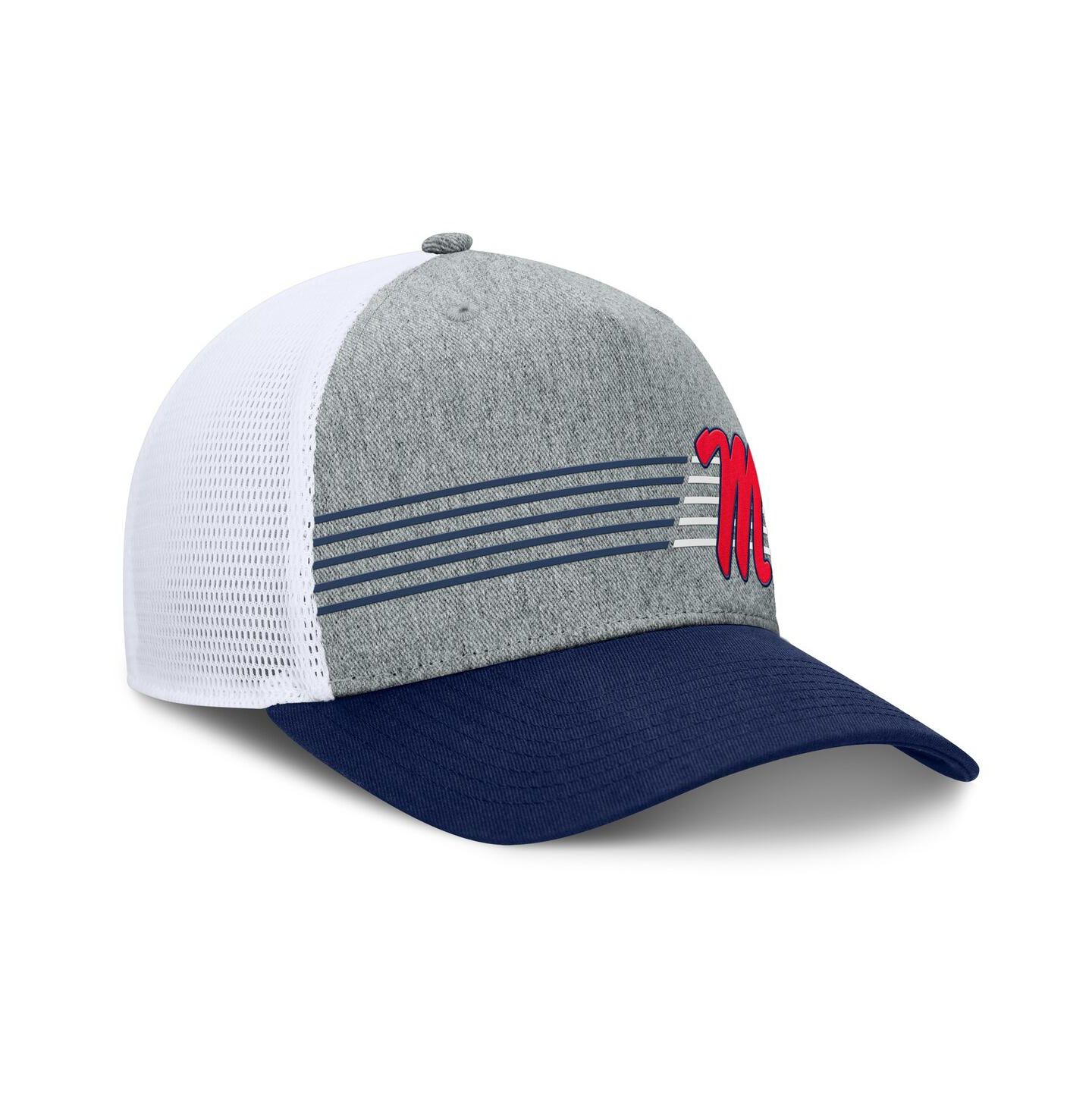 Мужская кепка Fanatics Heather Gray/Navy Ole Miss Rebels Profile Trucker Adjustable Hat — фото 3