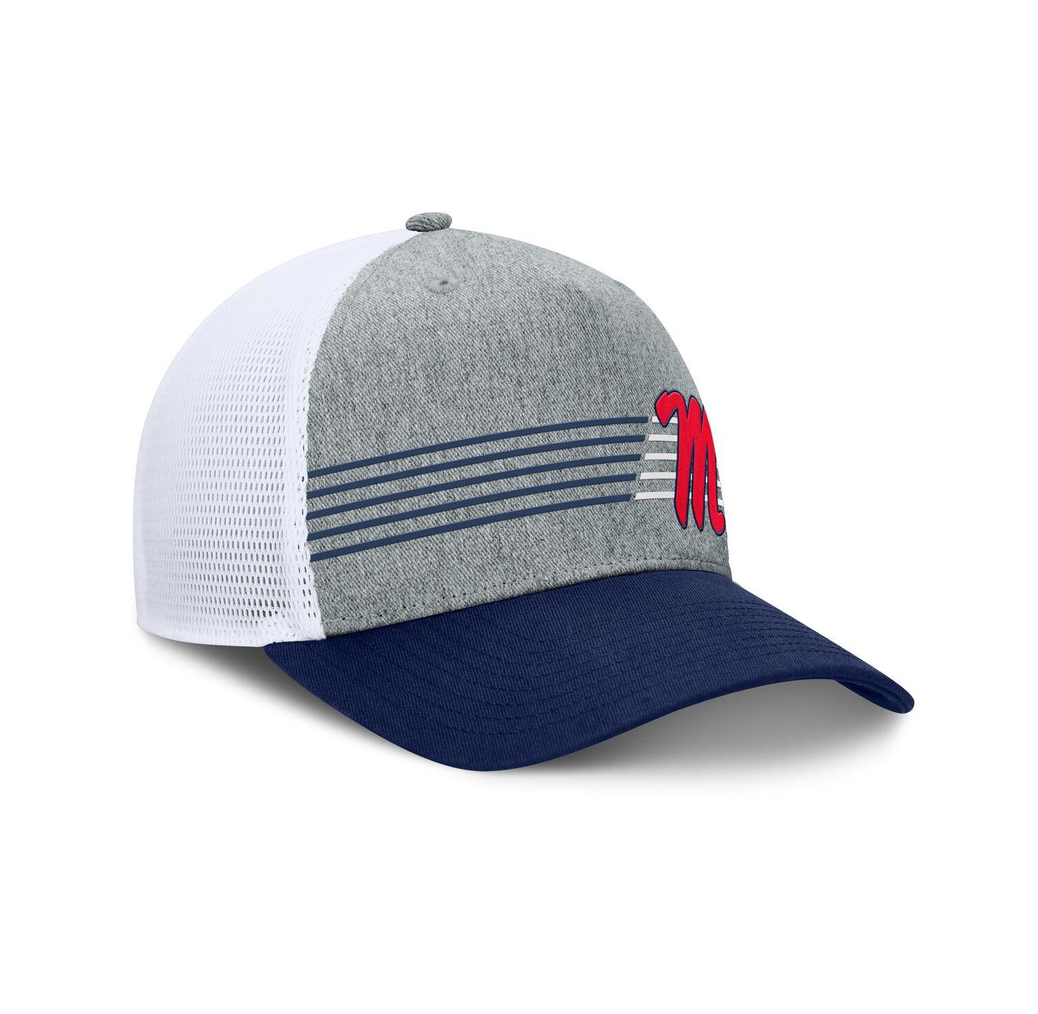 Men's Heather Gray/Navy Ole Miss Rebels Profile Trucker Adjustable Hat