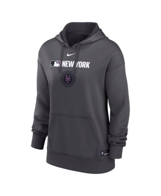 Women's Anthracite New York Mets Authentic Collection City Connect Performance Pullover Hoodie
