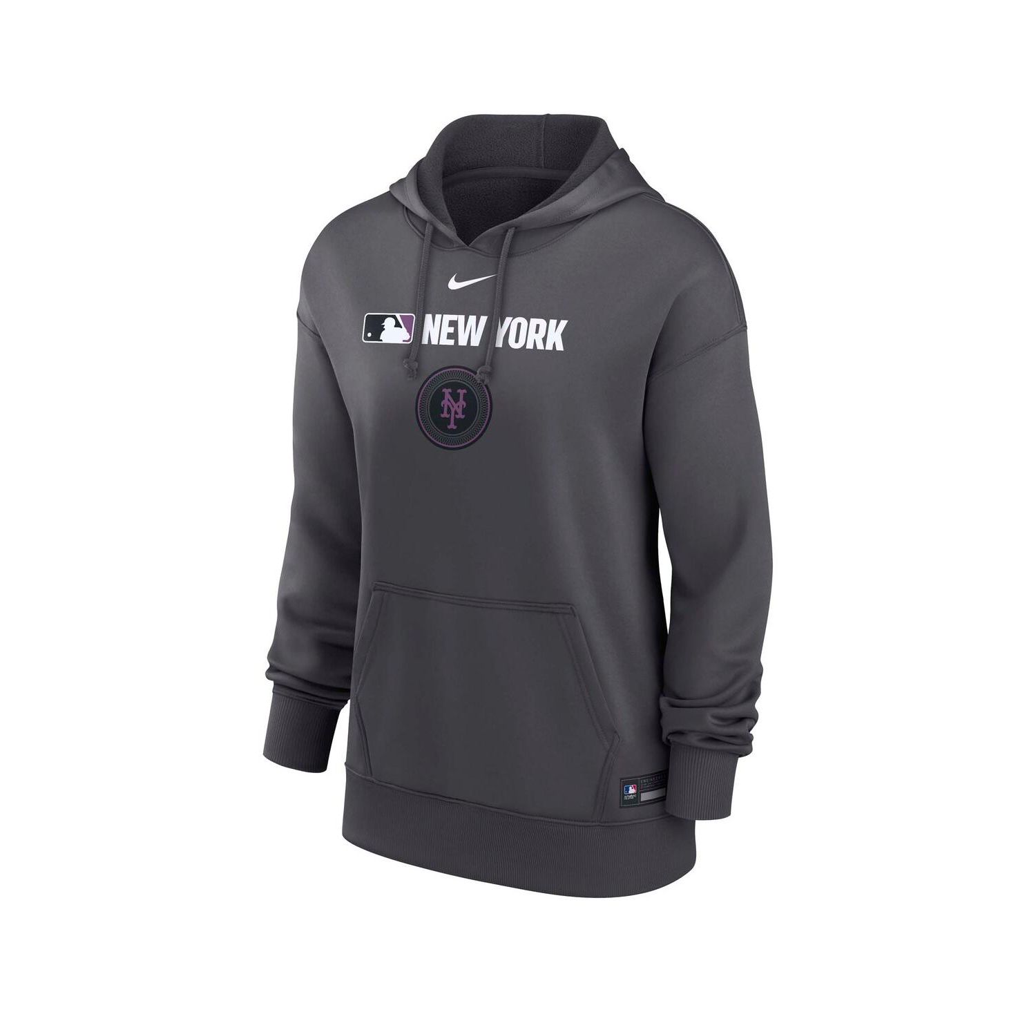 Women's Anthracite New York Mets Authentic Collection City Connect Performance Pullover Hoodie