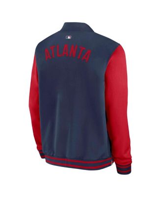 Men's Navy/Red Atlanta Braves Authentic Collection Dugout Full-Zip Bomber Jacket
