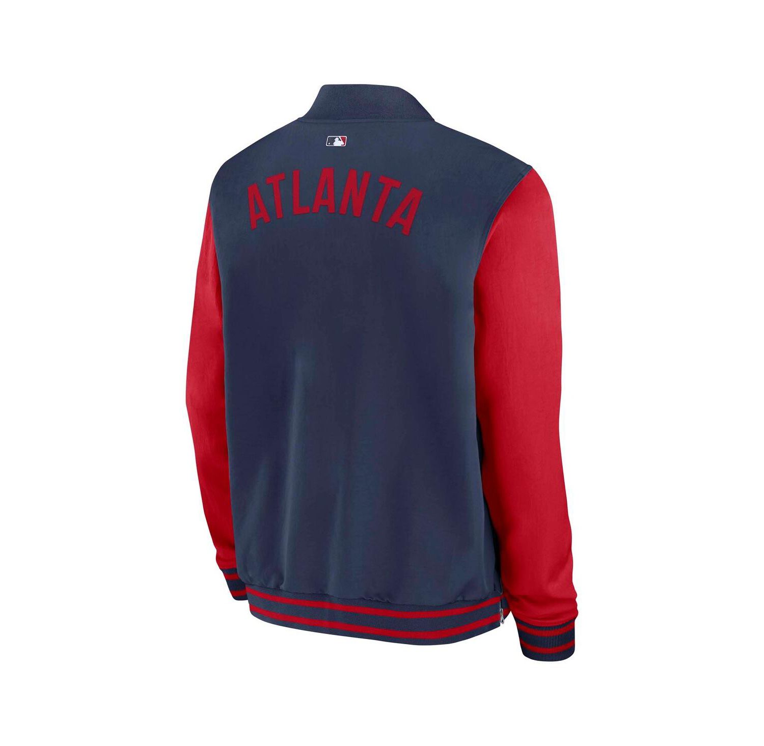 Men's Navy/Red Atlanta Braves Authentic Collection Dugout Full-Zip Bomber Jacket