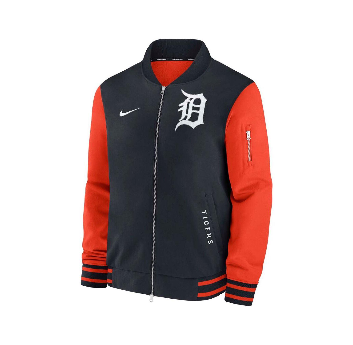Men's Navy/Orange Detroit Tigers Authentic Collection Dugout Full-Zip Bomber Jacket
