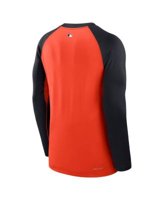 Men's Orange/Navy Detroit Tigers Authentic Collection Game Time Raglan Performance Long Sleeve T-Shirt