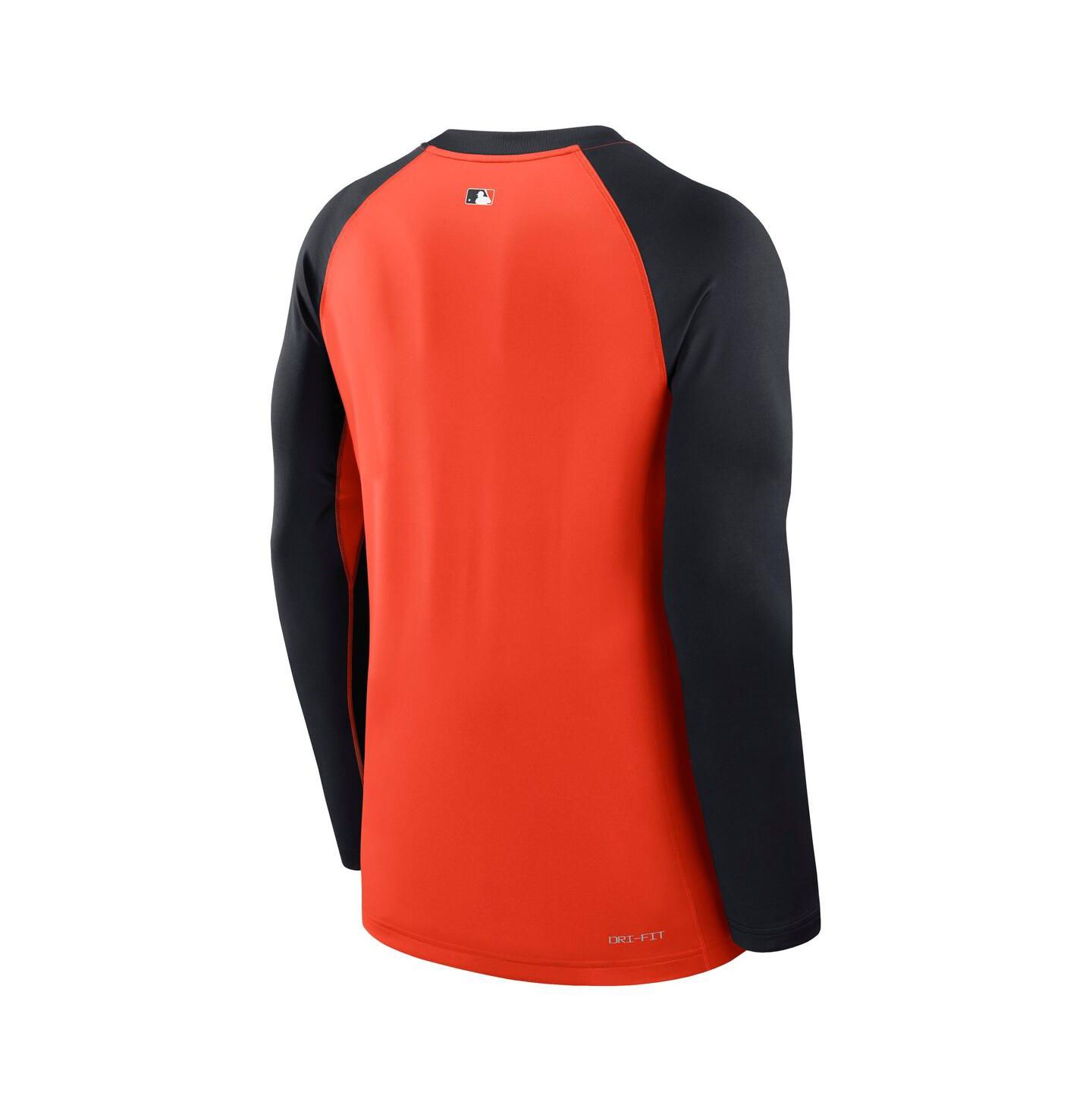 Мужская футболка Nike Orange/Navy Detroit Tigers Authentic Collection Game Time Raglan Performance Long Sleeve — фото 2