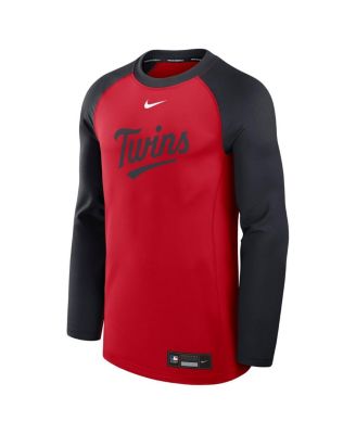 Men's Red/Navy Minnesota Twins Authentic Collection Game Time Raglan Performance Long Sleeve T-Shirt