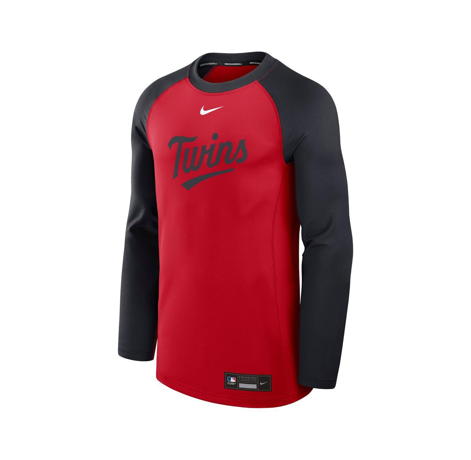Men's Red/Navy Minnesota Twins Authentic Collection Game Time Raglan Performance Long Sleeve T-Shirt
