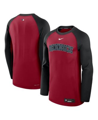 Nike - Men's Red/Black Arizona Diamondbacks Authentic Collection Game Time Raglan Performance Long Sleeve T-Shirt