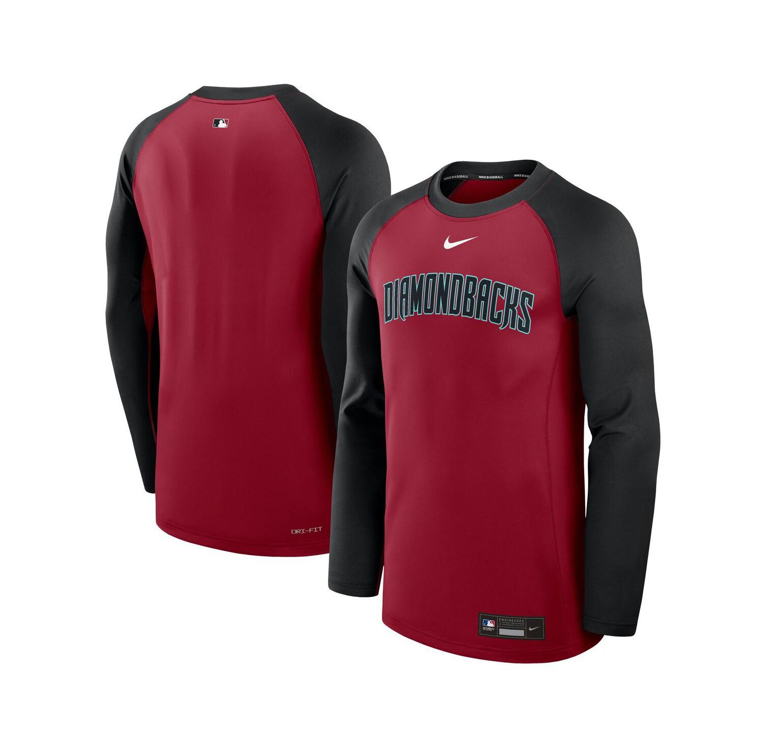 Men's Red/Black Arizona Diamondbacks Authentic Collection Game Time Raglan Performance Long Sleeve T-Shirt