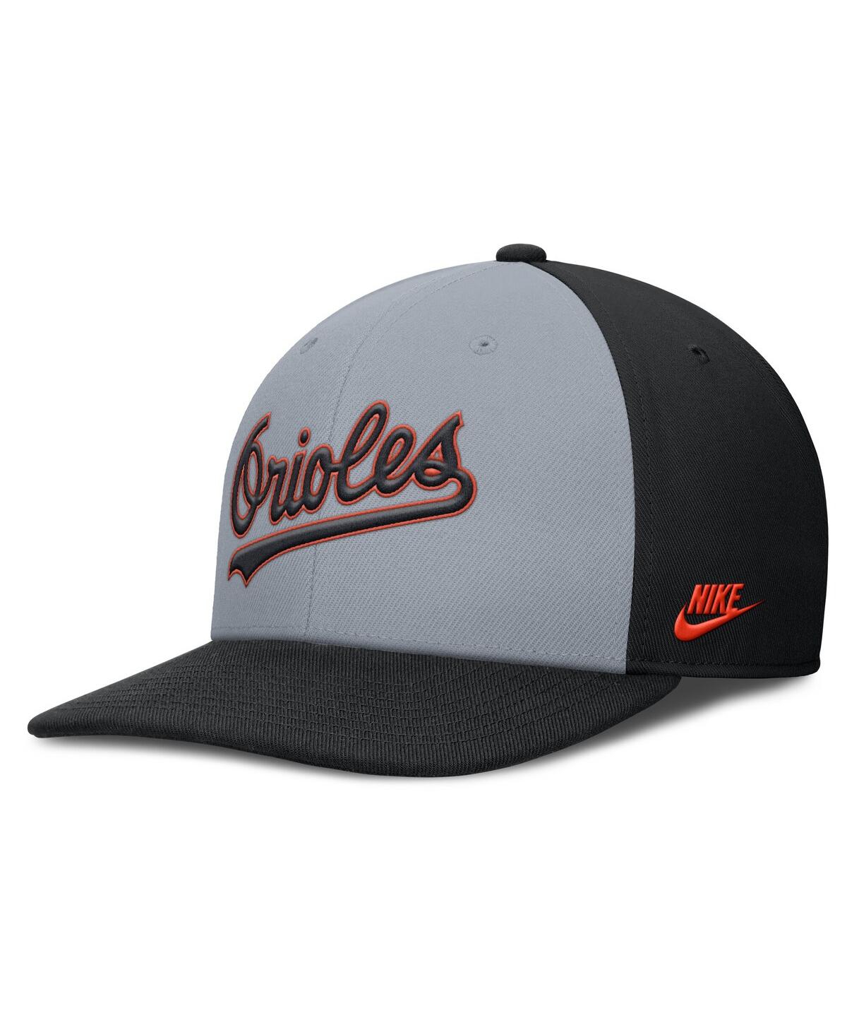 Nike Men's Gray/black Baltimore Orioles Pro Performance Snapback Hat In Gray,black