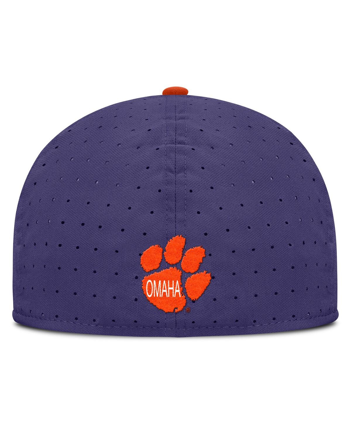 Nike Men's White/purple Clemson Tigers On-field Dugout True Performance Fitted Hat In White,purple