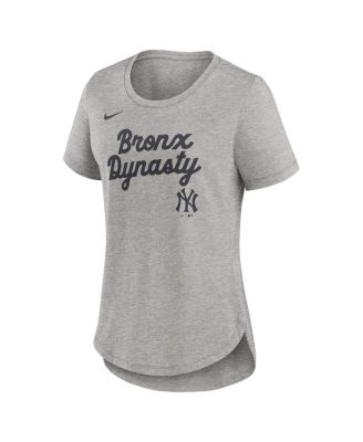 Women's Heather Gray New York Yankees Script Tri-Blend T-Shirt