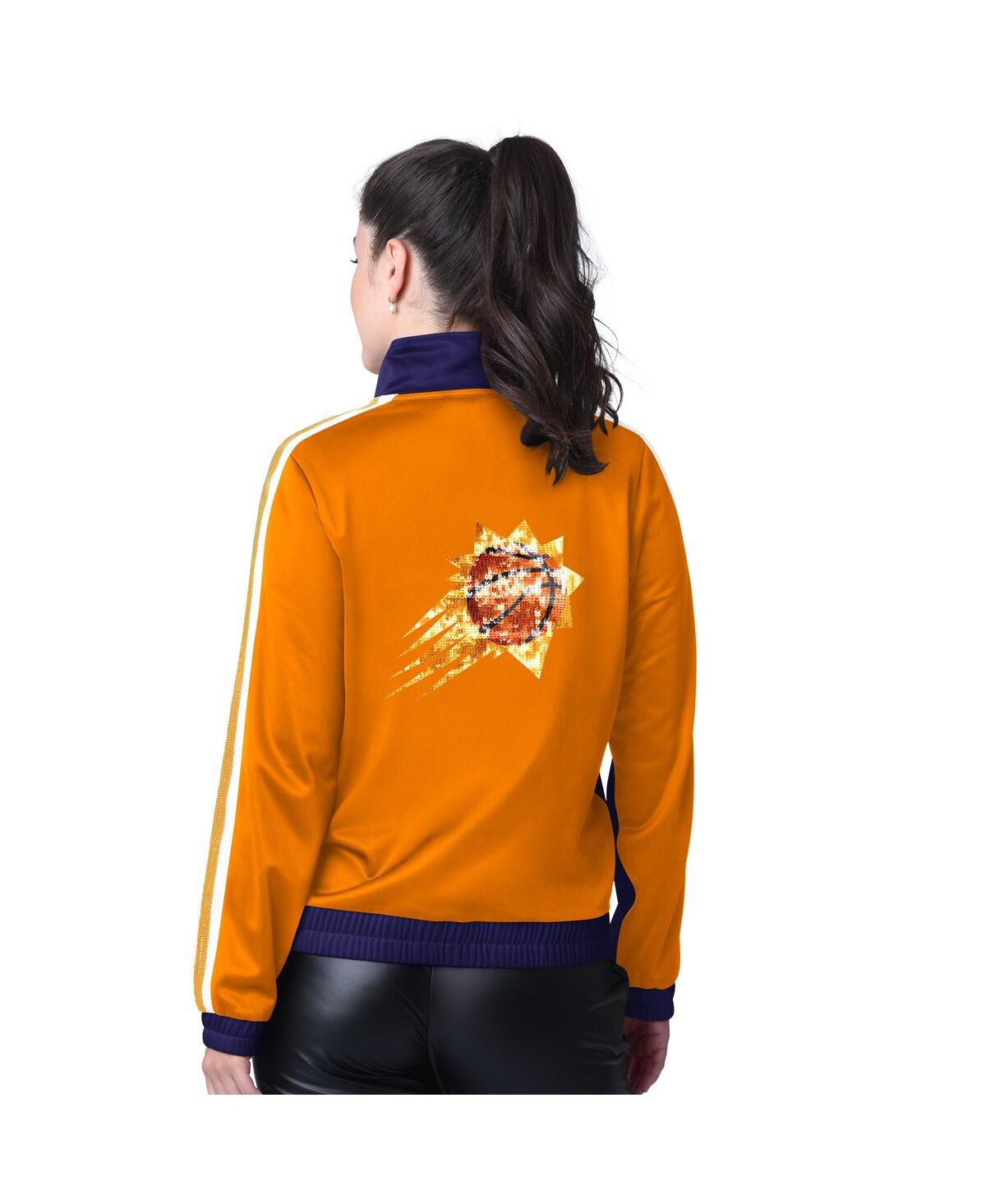 Shop G-iii 4her By Carl Banks Women's Purple/orange Phoenix Suns Rebel Sequin Bling Full-zip Track Jacket In Purple,orange