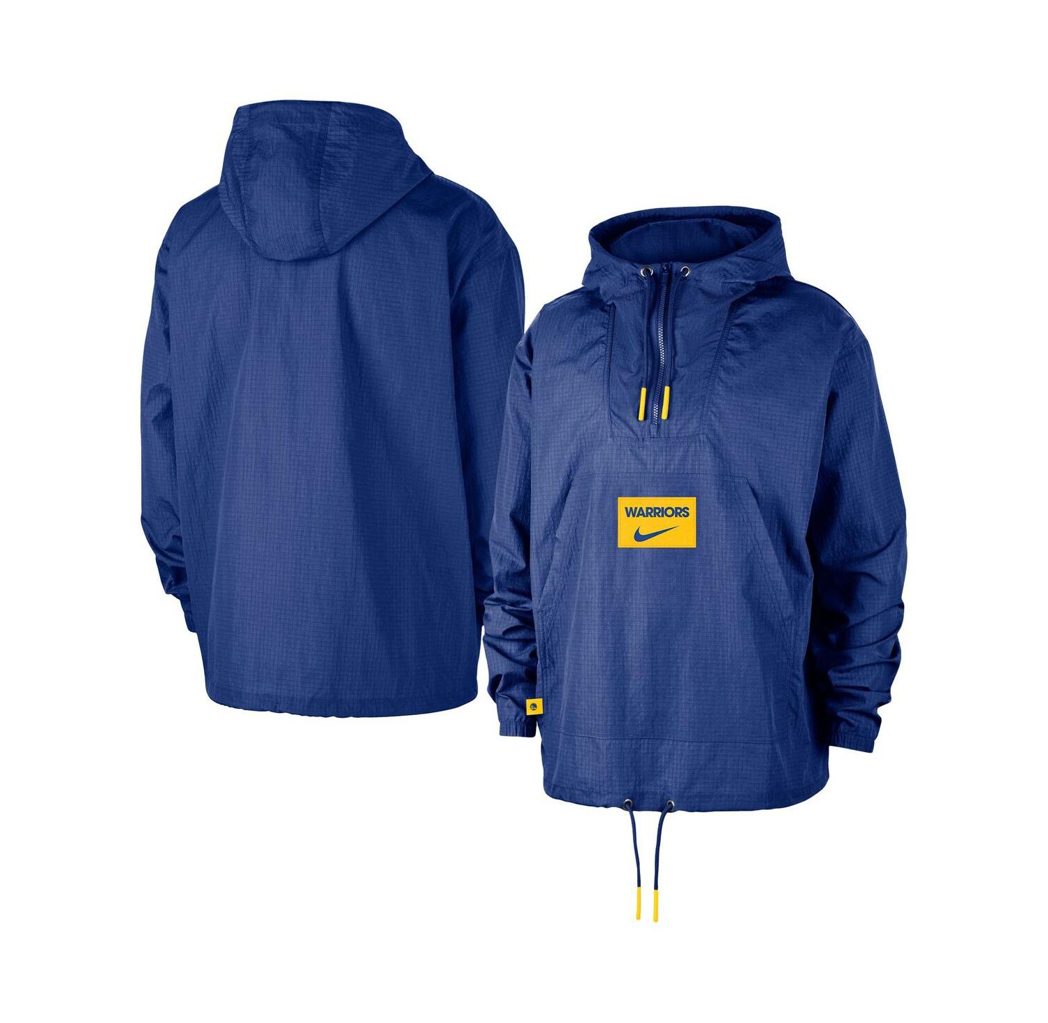 Men's Royal Golden State Warriors Courtside Premium Club Anorak Quarter-Zip Pullover Hoodie