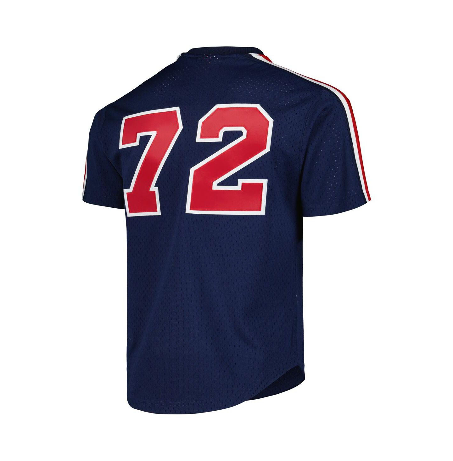 Мужской топ Mitchell & Ness Mitchell Ness Carlton Fisk Navy Chicago White Sox Cooperstown Collection Mesh Batting Practice Jersey — фото 4