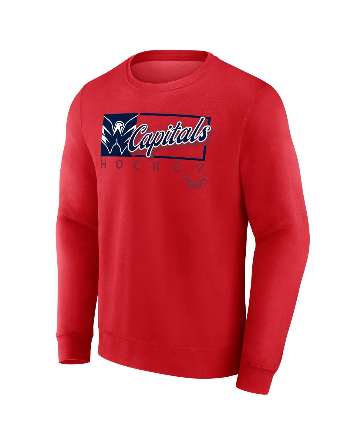 Fanatics Men's Red Washington Capitals Focus Fleece Pullover Sweatshirt In Red