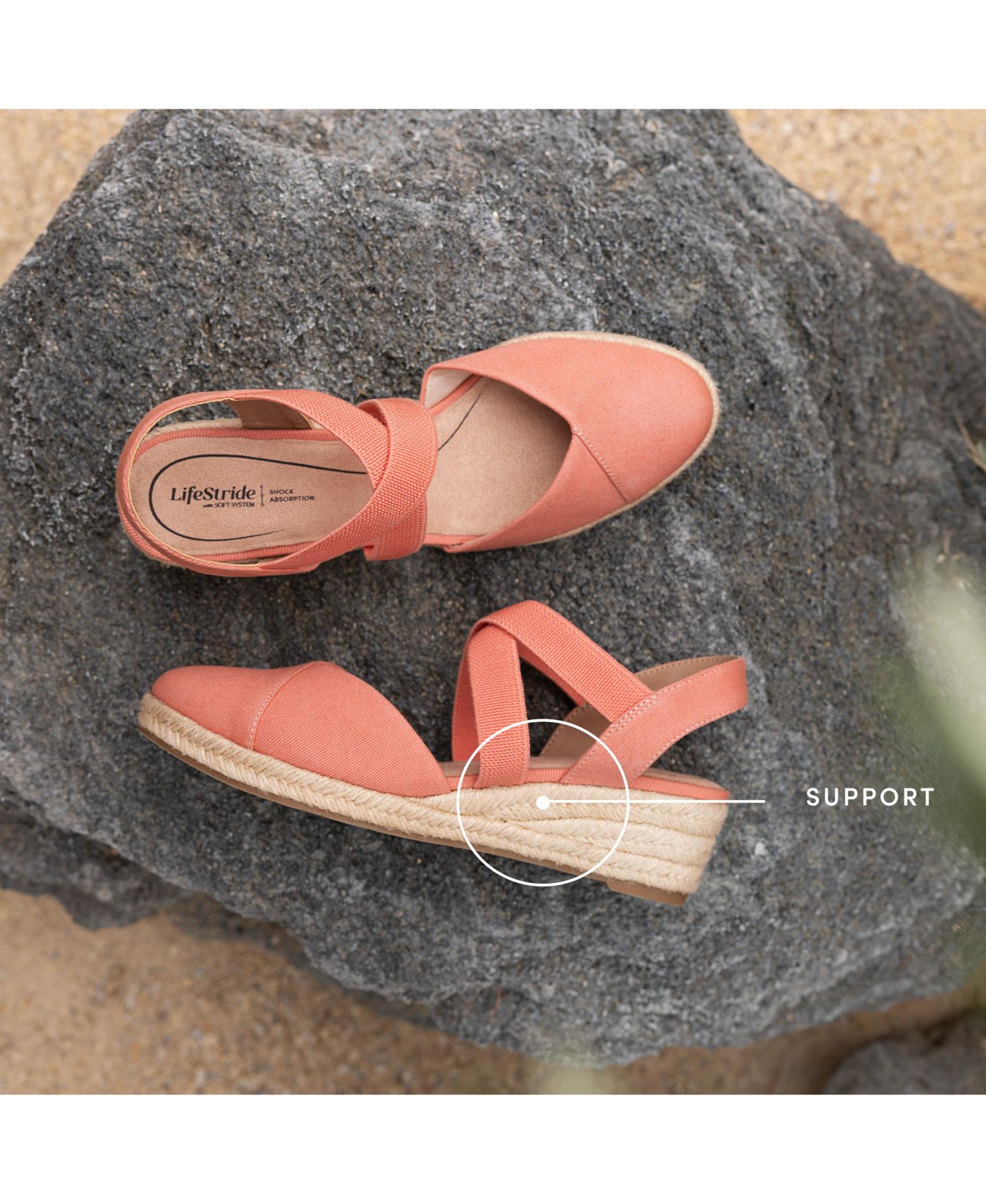 Женские сандалии LifeStride Kimball Wedge Espadrilles, цвет: Чёрный холщовый — фото 7