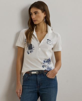 Lauren Ralph Lauren Women's Patchwork Piqué Polo Shirt - Macy's