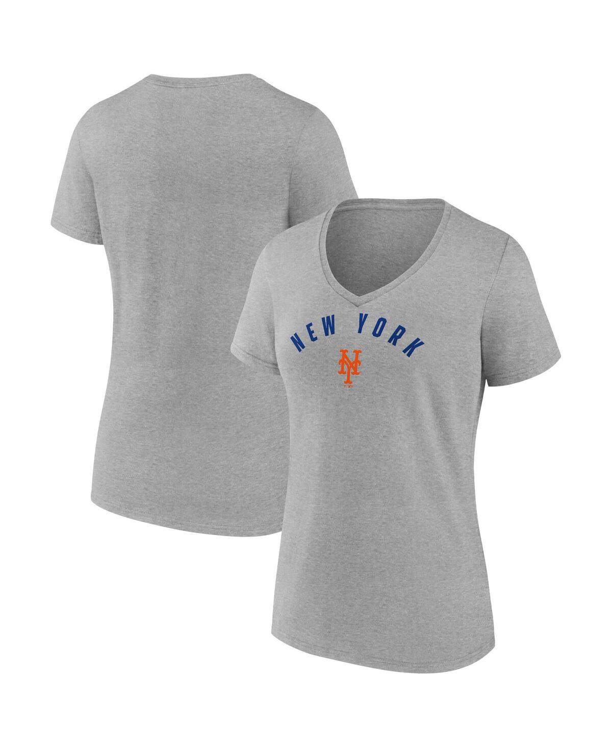 Fanatics Women's Gray New York Mets V-neck T-shirt In Gray