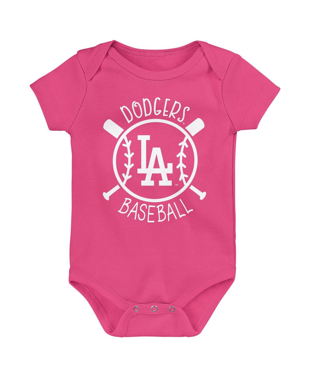 Outerstuff Baby Boys And Girls Blue Los Angeles Dodgers Slide Home 3-pack Bodysuit Set In Multi