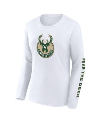 Women's White Milwaukee Bucks Long Sleeve T-Shirt